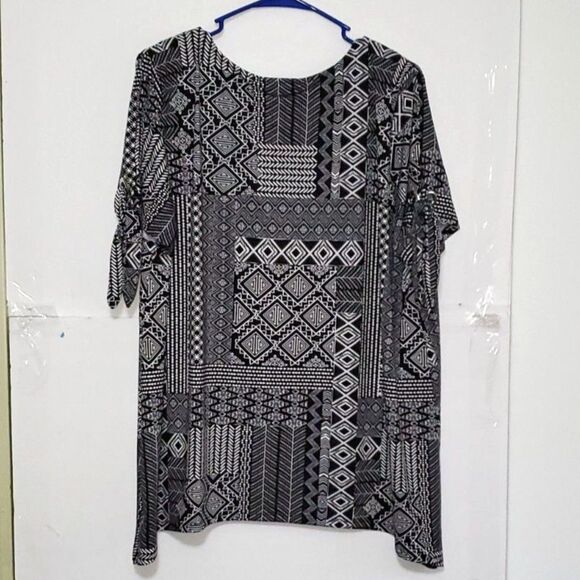 A Robert Louis Women's Top Tunic Bandana Print Boho Artsy Career Evening XL NWT - Picture 9 of 9
